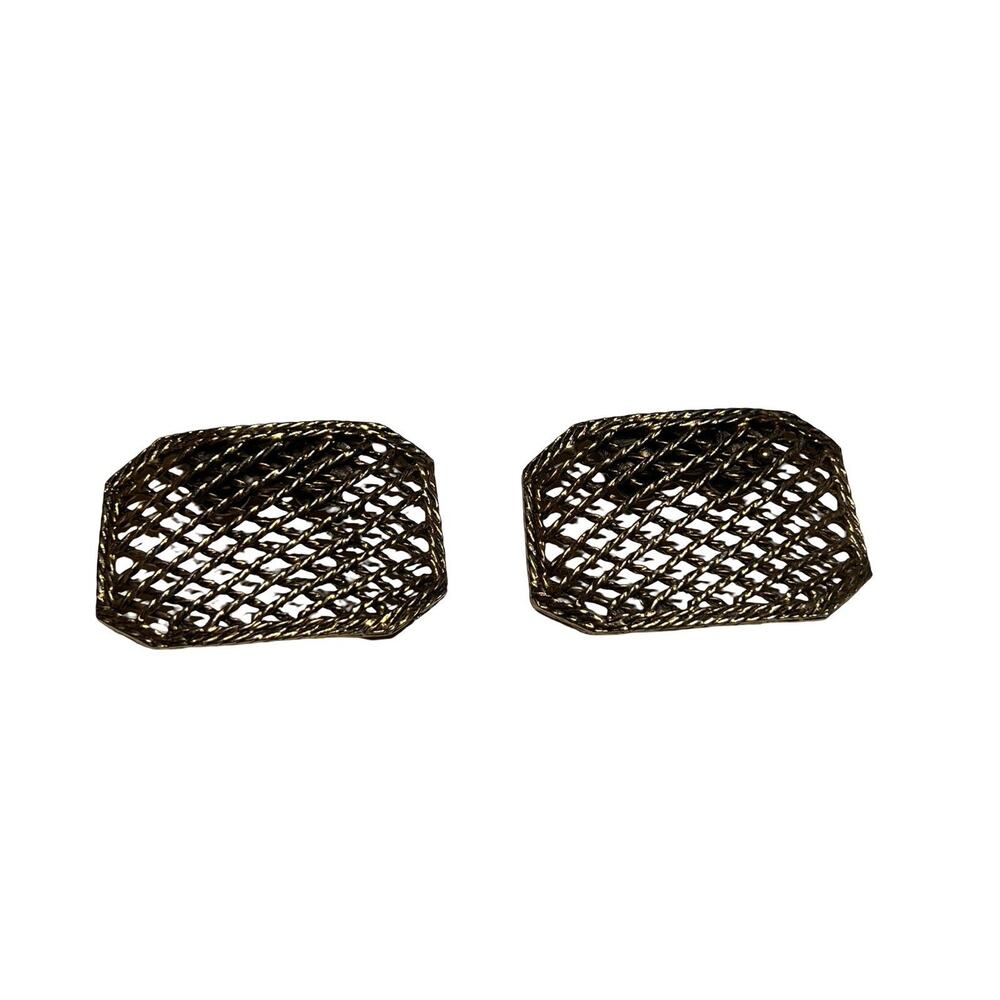 Vintage Musi Shoe Clips Gold Tone Basketweave Signed